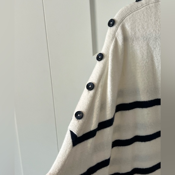 J.Jill navy and white striped poncho. Lovely soft fabric. One size fits all. - Picture 2 of 4